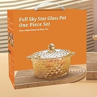 Bol din sticlă cu capac 1200ML 1 Bol din sticlă cu capac 1200ML – Elegant, rezistent, ideal pentru servire și depozitare - A16520