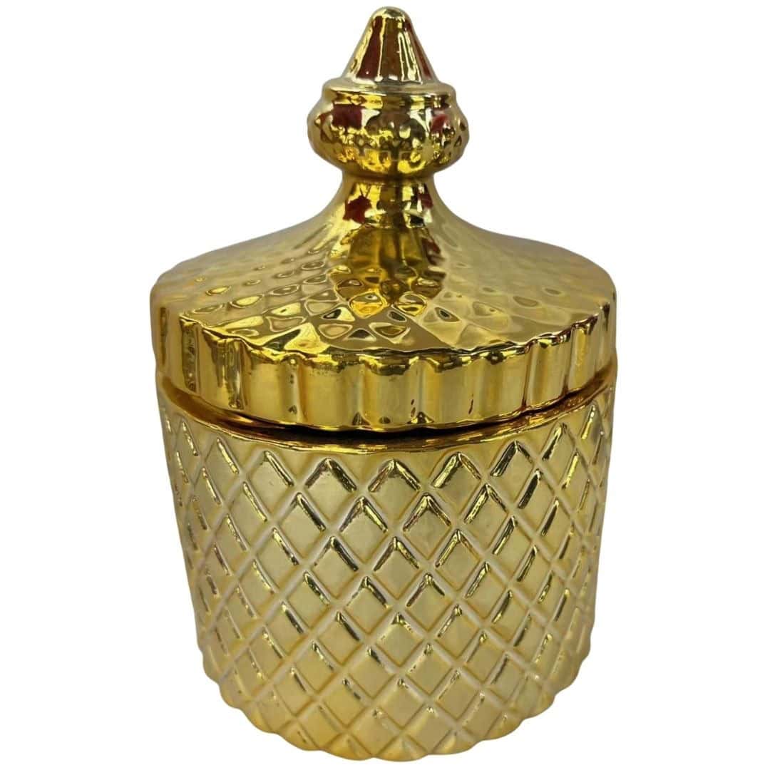 Bombonieră Decorativă Din Ceramică Cu Finisaj Auriu – A15666