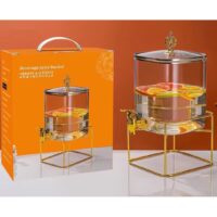 Borcan premium pentru limonadă cu robinet și suport Borcan limonadă cu robinet și suport 3.2L – design elegant, sticlă + metal A16508