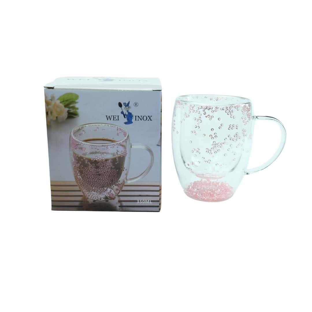 Cana Cafea Decorativa Sticla Perete Dublu 350 Ml A16139