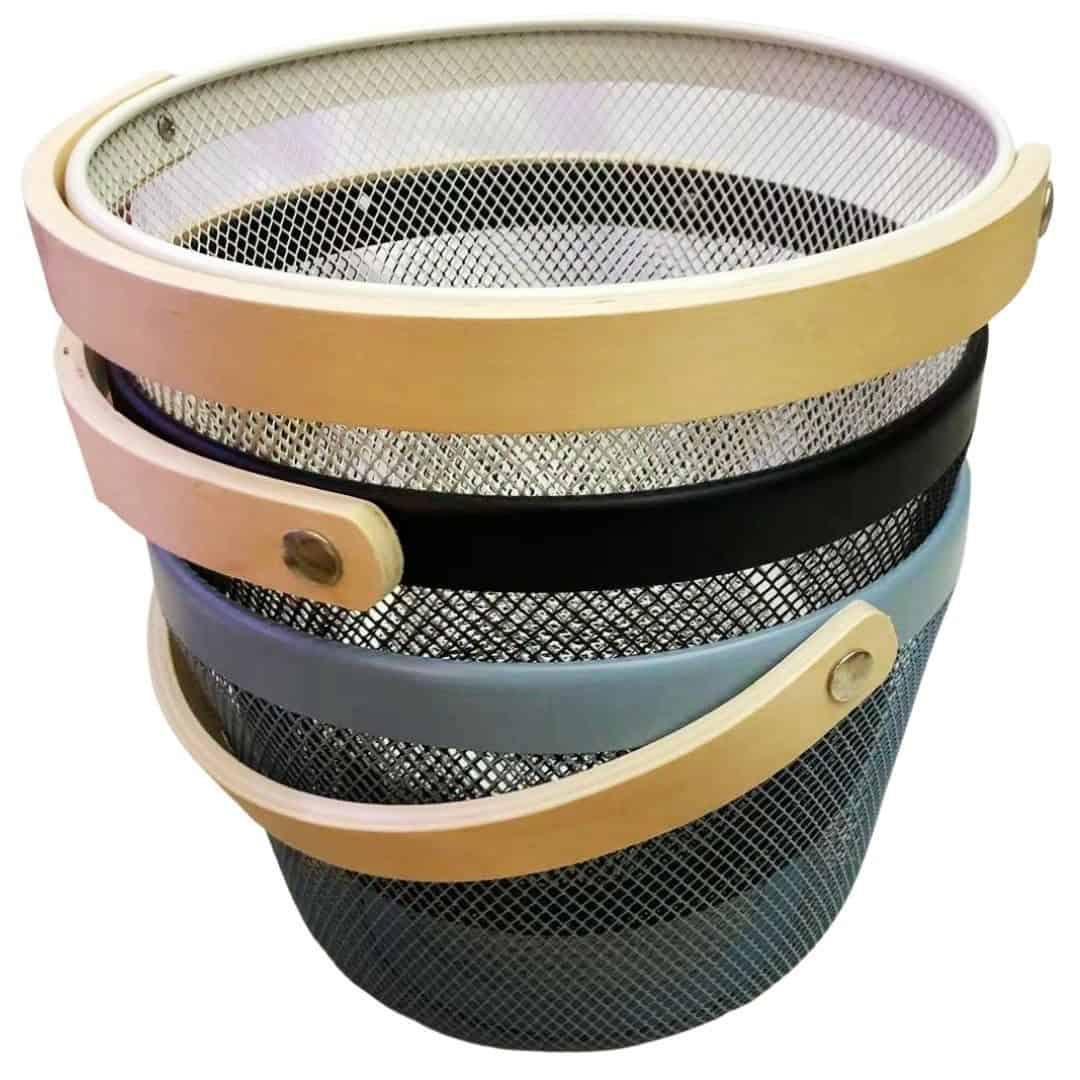 Cos Depozitare Metalic Cu Maner Lemn 25x18 Cm A14558 Cos Depozitare Metalic Cu Maner Lemn 25x18 Cm A14558