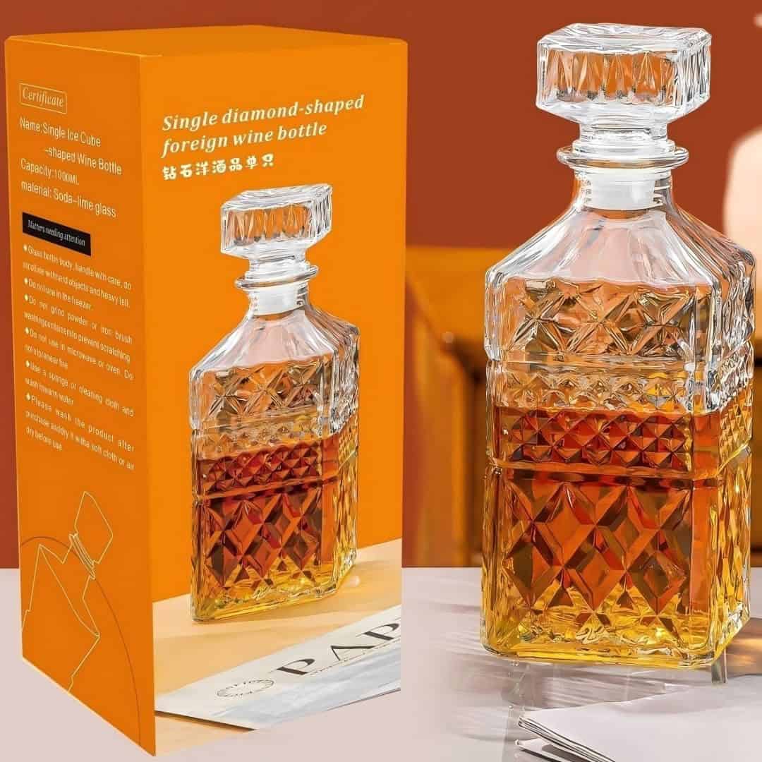 Decantor Whisky 1000 Ml Din Sticla Model Diamond A15989 Decantor Whisky 1000 Ml Din Sticla Model Diamond A15989