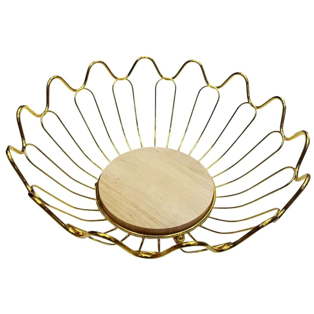 Fructieră Decorativă Metalică Cu Lemn – A15610 Fructieră Decorativă Metalică Cu Lemn – A15610