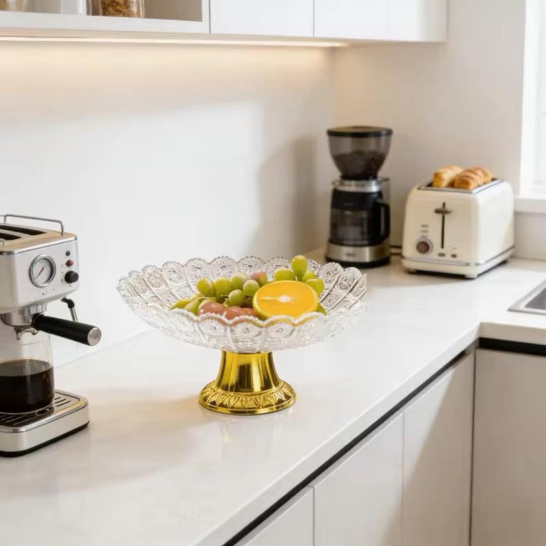 Fructiera cu picior sticla 26.5 cm eleganta pentru servire A16512 1 Fructiera cu picior sticla 26.5 cm eleganta pentru servire