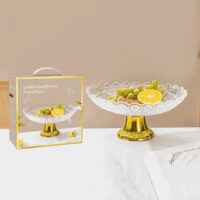 Fructiera cu picior sticla 26.5 cm eleganta pentru servire A16512 Fructiera cu picior sticla 26.5 cm eleganta pentru servire