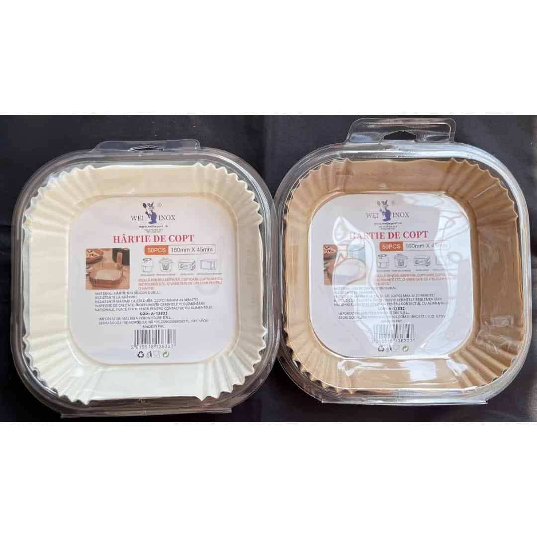 Hartie De Copt Patrata Pentru Friteuza Cu Aer 16x4.5 Cm 50 Buc – A13832