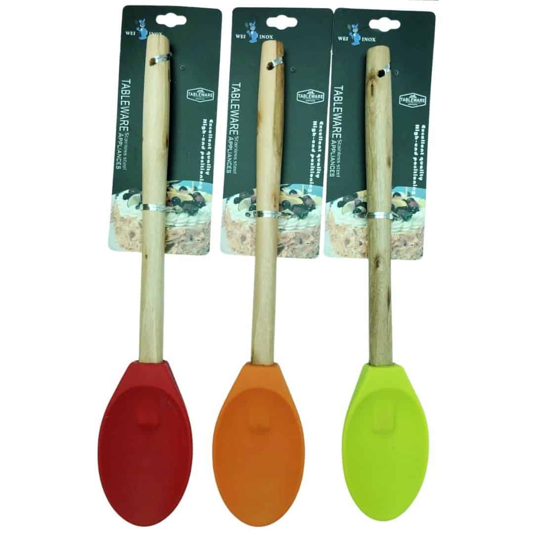 Lingură Silicon Cu Mâner Din Lemn – A05685 Lingură Silicon Cu Mâner Din Lemn – A05685