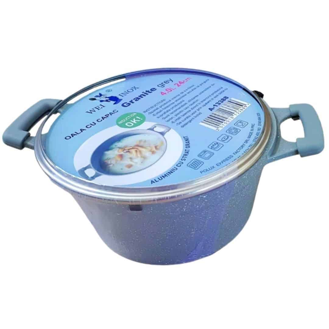 Oală Metalică Cu Acoperire Granit Și Capac 28 Cm – A13389
