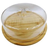 Platou Din Bambus Pentru Tort Cu Capac Transparent – A13970 Platou Din Bambus Pentru Tort Cu Capac Transparent – A13970