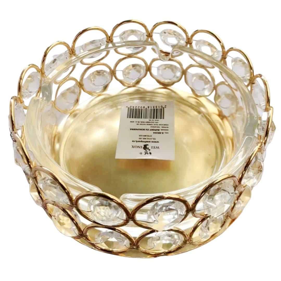 Scrumieră Decorativă Rotundă Din Sticlă Cu Suport Metalic – A80224 Scrumieră Decorativă Rotundă Din Sticlă Cu Suport Metalic – A80224