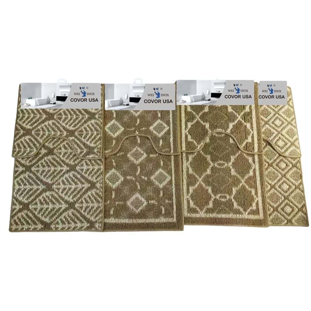 Set 2 Covoare Baie Textil Cu Baza PVC 75x45 Cm – A16183 Set 2 Covoare Baie Textil Cu Baza PVC 75x45 Cm – A16183