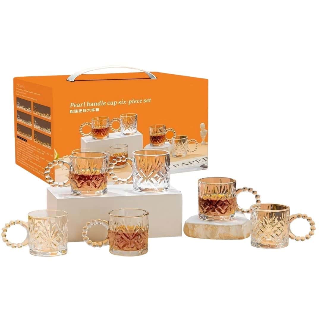 Set Cani Decorative Sticla Cu Maner 110 Ml, 6 Buc A15995 Set Cani Decorative Sticla Cu Maner 110 Ml, 6 Buc A15995