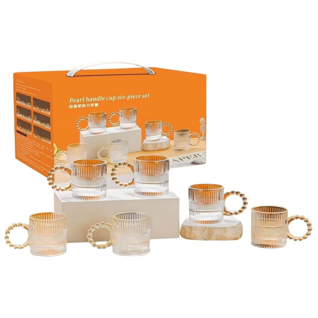 Set Cani Decorative Sticla Cu Maner 110 Ml, 6 Buc A15997 Set Cani Decorative Sticla Cu Maner 110 Ml, 6 Buc A15997