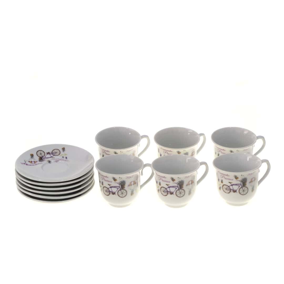 Set Cești Cafea Din Ceramică Cu Farfurii 12 Piese (6 Cești + 6 Farfurii) – A12828