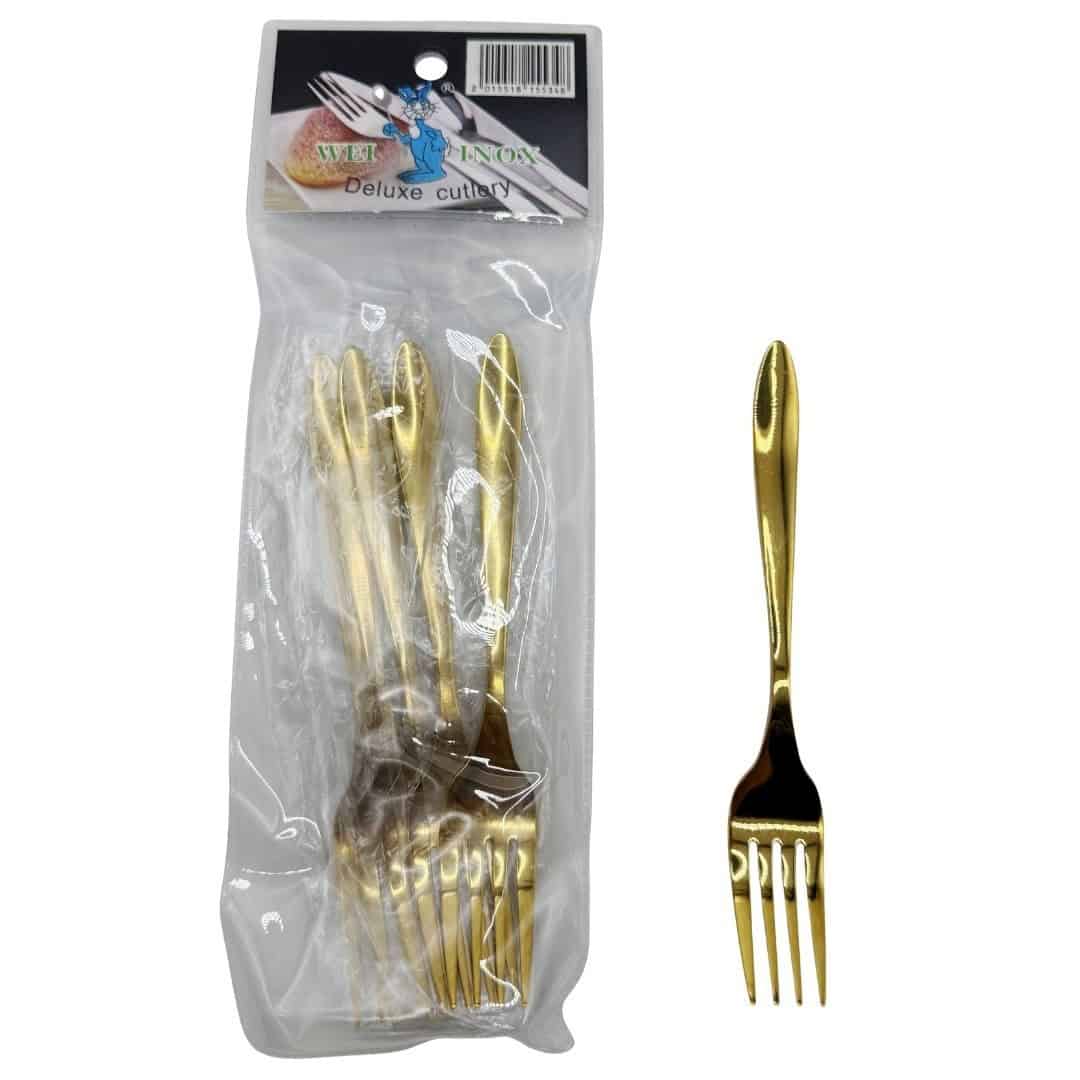Set Furculițe Din Inox Auriu, 6 Bucăți – A15534 Set Furculițe Din Inox Auriu, 6 Bucăți – A15534
