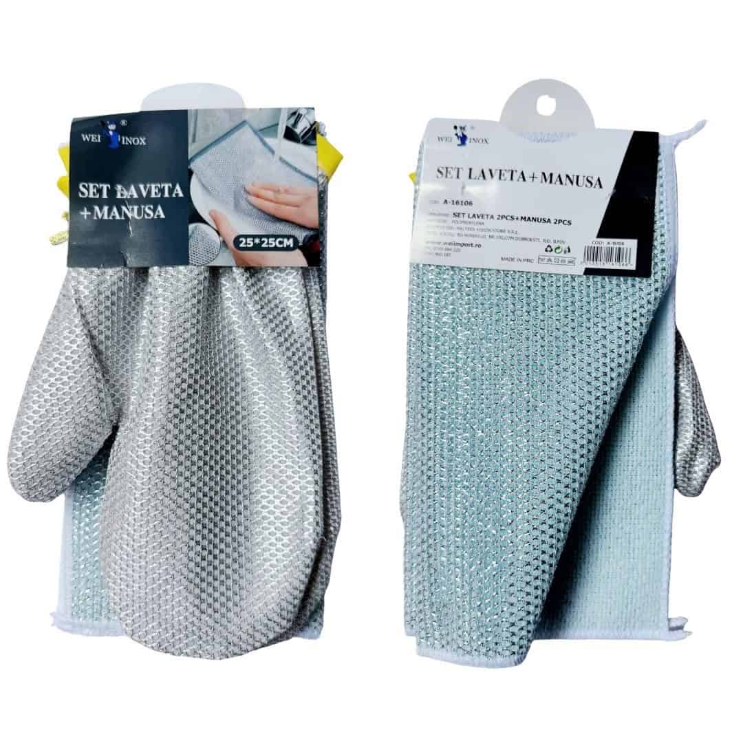 Set Lavetă 25×25 Cm Și Mănuși Curățenie Set 4 Bucăți – A16106 Set Lavetă 25×25 Cm Și Mănuși Curățenie Set 4 Bucăți – A16106