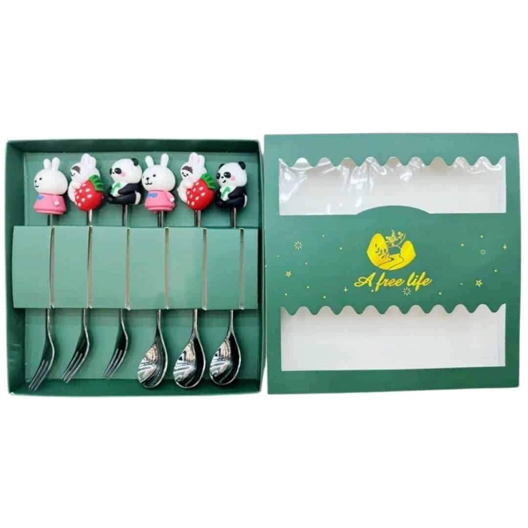 Set Lingurițe Și Furculițe Desert Cu Mânere Decorative 6 Bucăți – A14349 Set Lingurițe Și Furculițe Desert Cu Mânere Decorative 6 Bucăți – A14349