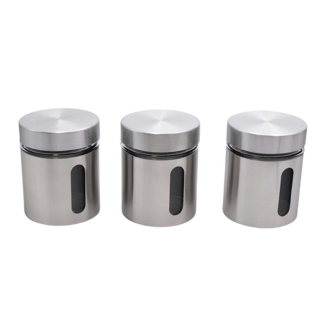 Set Recipiente Condimente Metalice, 3 Buc – A03675 Set Recipiente Condimente Metalice, 3 Buc – A03675