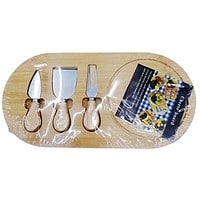 Set Servire Brânzeturi Cu Tocător Bambus, Cuțit, Furcă Și Spatulă Inox 36×18 Cm – A15294 Set Servire Brânzeturi Cu Tocător Bambus, Cuțit, Furcă Și Spatulă Inox 36×18 Cm – A15294