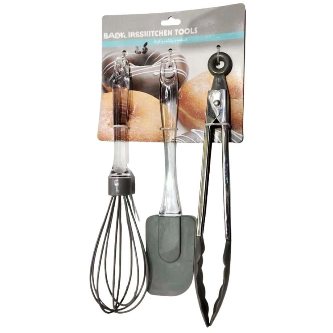 Set Ustensile Bucătărie, 3 Buc (Tel + Spatulă + Clește) – A14468 Set Ustensile Bucătărie, 3 Buc (Tel + Spatulă + Clește) – A14468