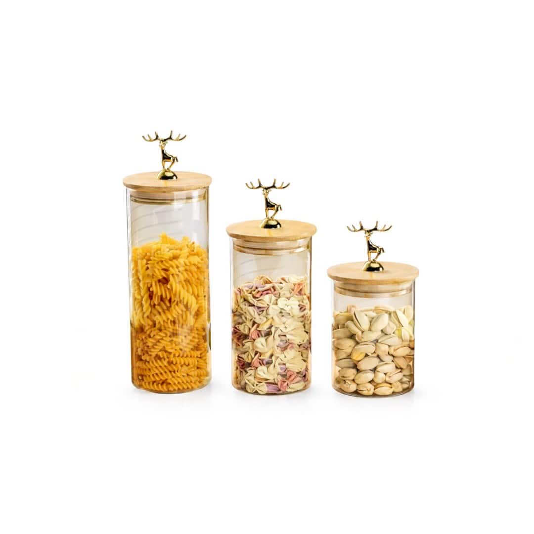 Set borcane condimente din sticlă cu capac bambus 3 bucăți 530ml 700ml 880ml 1 Set borcane condimente din sticlă cu capac bambus 3 bucăți 530ml 700ml 880ml