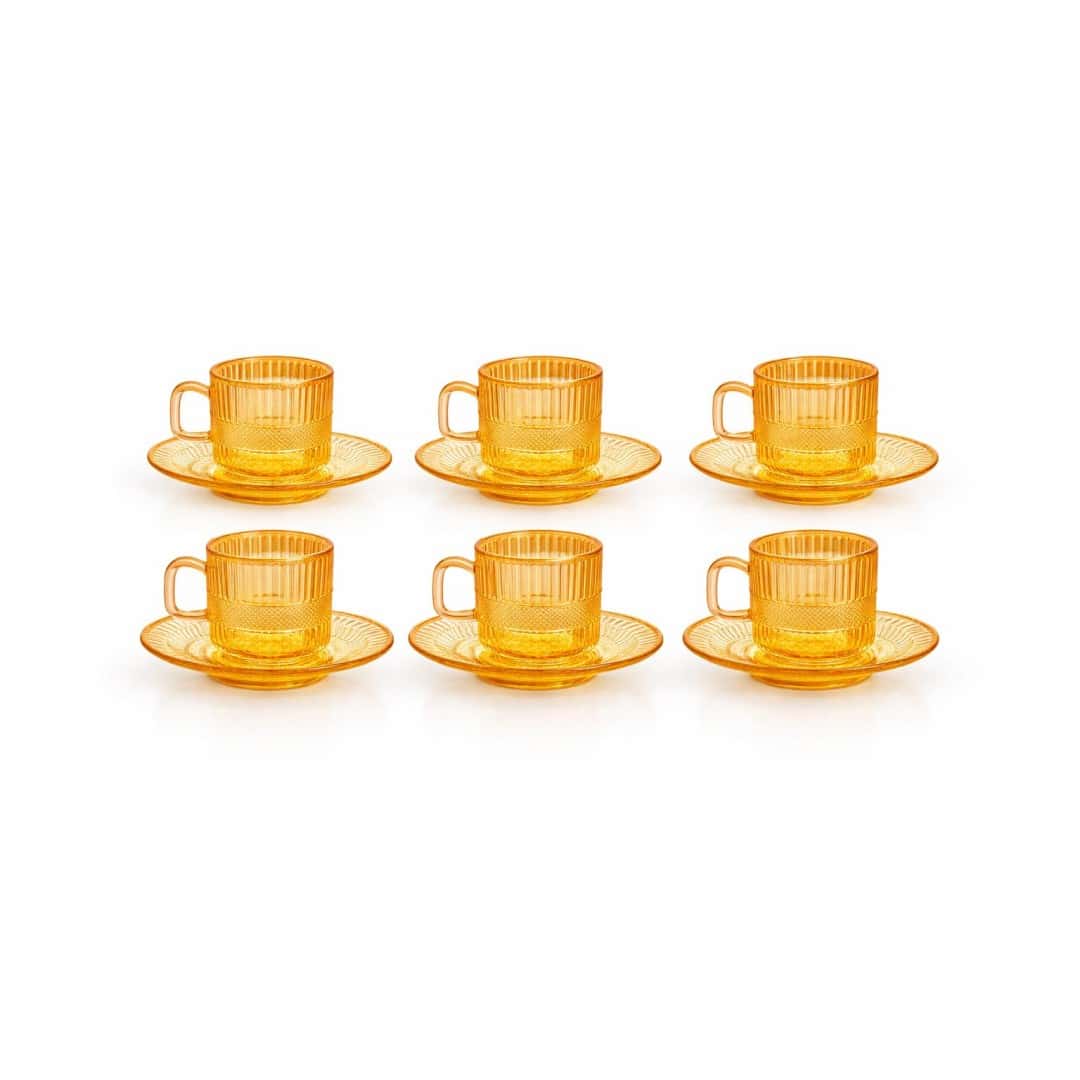 Set cesti cafea sticla 6 bucati 120 ml cu farfurii pentru espresso A16490 Set cesti cafea sticla 6 bucati 120 ml cu farfurii pentru espresso
