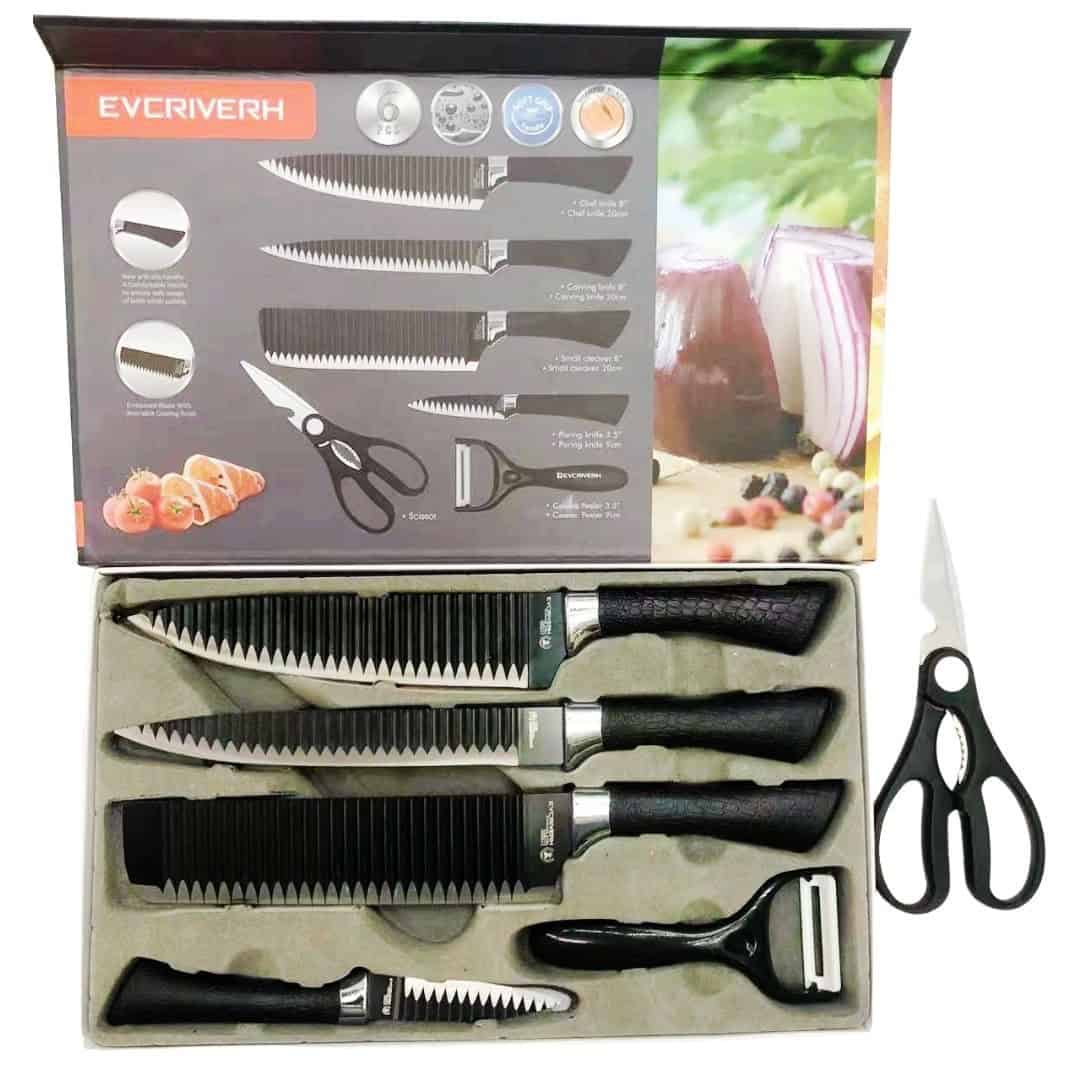 Set Cuțite Bucătărie 6 Piese Din Inox – A13442 Set Cuțite Bucătărie 6 Piese Din Inox – A13442