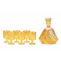 Set sticla bauturi 950ml cu 6 pahare cu picior 200ml A16502 1 Set sticla bauturi 950ml cu 6 pahare cu picior 200ml