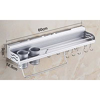 Suport Baie Metalic 60 Cm Cu Raft Și Cârlige – A12044 Suport Baie Metalic 60 Cm Cu Raft Și Cârlige – A12044