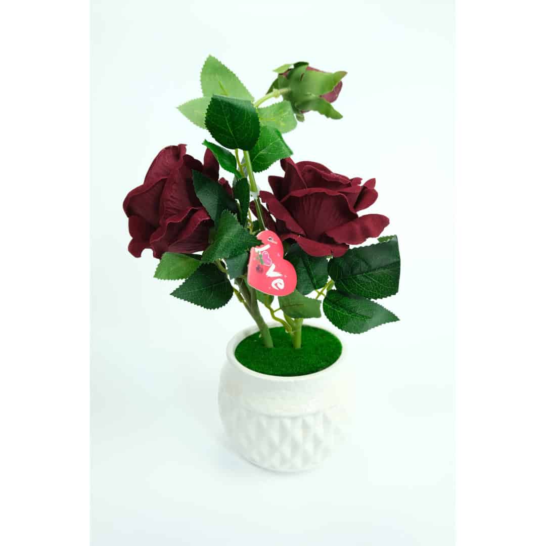 Trandafir Artificial În Ghiveci – A13041
