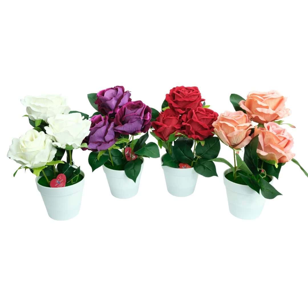 Trandafir Artificial În Ghiveci – A13042