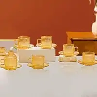 Set cesti cafea sticla 6 bucati 120 ml cu farfurii pentru espresso A16490 2 Set cesti cafea sticla 6 bucati 120 ml cu farfurii pentru espresso