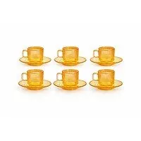 Set cesti cafea sticla 6 bucati 120 ml cu farfurii pentru espresso A16490 Set cesti cafea sticla 6 bucati 120 ml cu farfurii pentru espresso